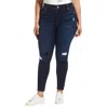 Celebrity Pink Womens High Rise Distressed Skinny Jeans In Blue