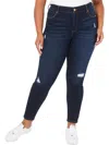 Celebrity Pink Trendy Plus Size High Rise Ripped Skinny Jean In Blue