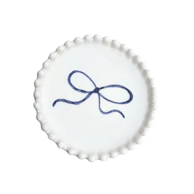 Celeni Blue / White Bow Plate In Blue/white