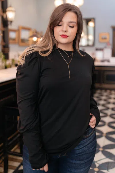Celeste A Little Puff In Your Sleeve Blouse In Black