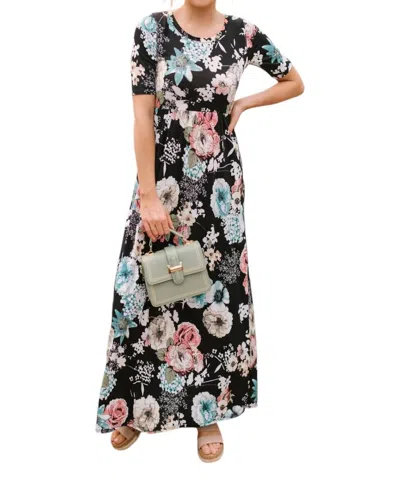 Celeste Date Night Maxi Dress In Black In Multi