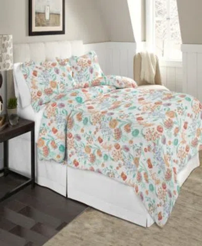 Celeste Home Luxury Weight Printed Cotton Flannel Duvet Cover Set In Peach Blss