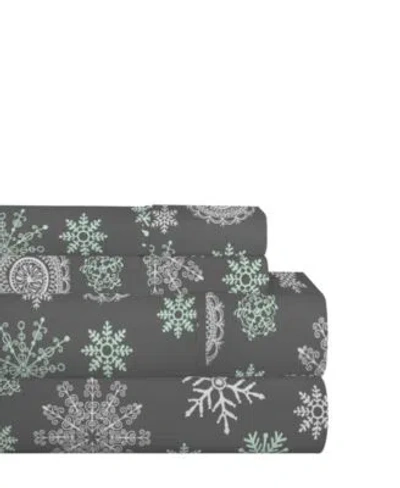 Celeste Home Luxury Weight Printed Cotton Flannel Sheet Sets In Snowflakes