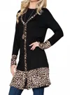 Celeste Solid Button-down Leopard Cardigan In Black In Multi
