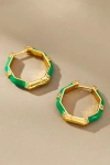Celeste Starre Enamel Hoop Earrings In Green