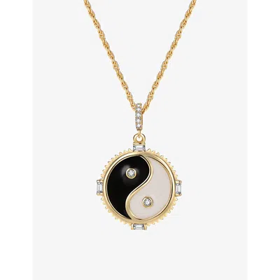 Celeste Starre Womens Gold Balance Me 18ct Gold-plated Brass And Zirconia Pendant Necklace