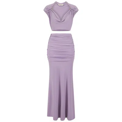 Celestine & Mae Pink / Purple Oleria Co-ord Set In Heather Lilac In Pink/purple