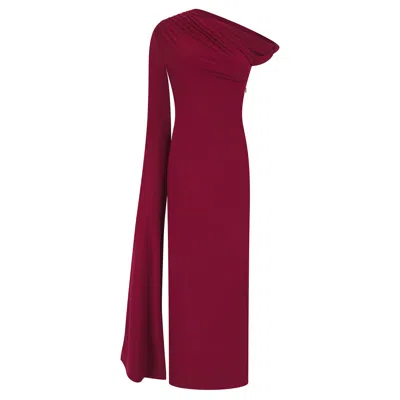 Celestine & Mae Women's Begonia Cape Sleeve Midaxi Dress In Rumba Red In Burgundy