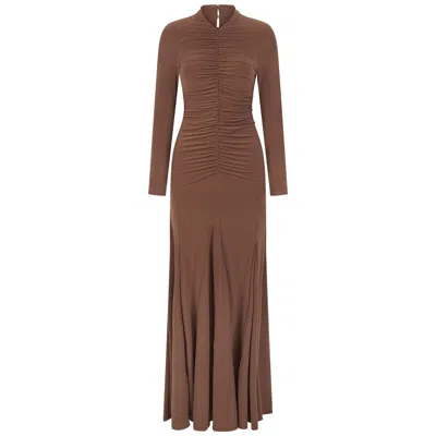 Celestine & Mae Women's Brown Zinnia Maxi Dress In Woodsmoke Tan
