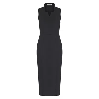 Celestine & Mae Women's Collar Midi Dress In Black