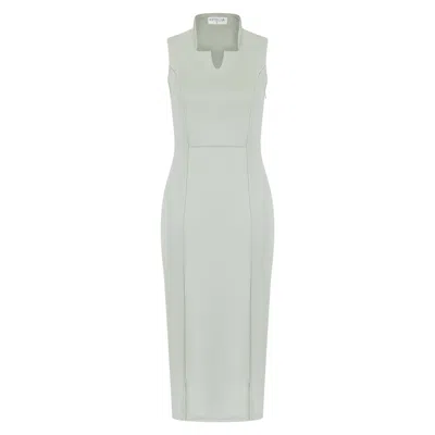 Celestine & Mae Women's Green Collar Midi Dress In Sage