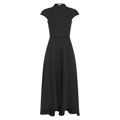 Celestine & Mae Women's High Neck Waterfall Midi Dress In Black