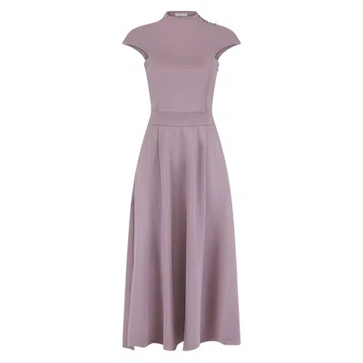Celestine & Mae Women's High Neck Waterfall Midi Dress In Purple