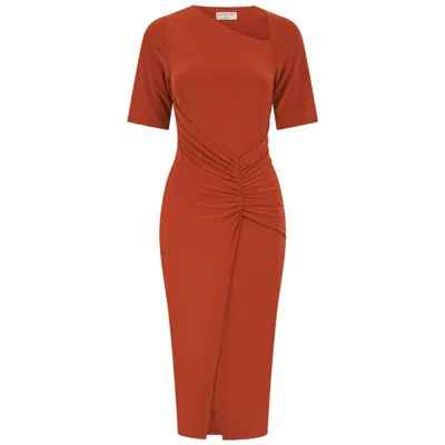 Celestine & Mae Women's Latica Midi Dress In Rust Orange