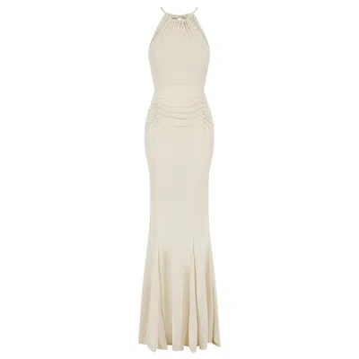 Celestine & Mae Women's Neutrals Plume Maxi Dress In Antique White