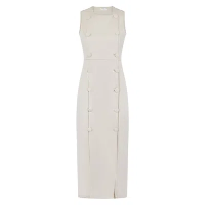 Celestine & Mae Women's Neutrals Tailored Button Down Midi Dress In Cream In White