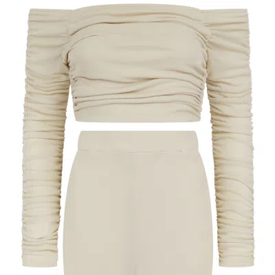 Celestine & Mae Women's Neutrals Vinca Off Shoulder Top In Antique White