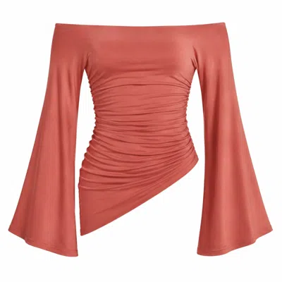 Celestine & Mae Women's Orange Seraphine Batwing Asymmetric Top