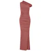 Celestine & Mae Women's Pink / Purple Dahlia Maxi Dress In Bordeaux Purple In Pink/purple