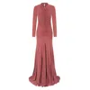 Celestine & Mae Women's Pink / Purple Zinnia Maxi Dress In Rose Tan In Pink/purple