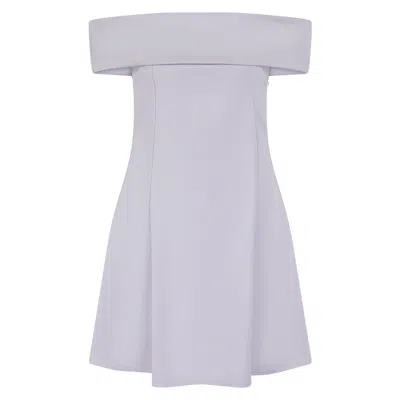 Celestine & Mae Women's Purple Solaris Bardot Mini Dress In Lilac