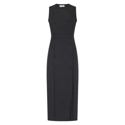 Celestine & Mae Women's Tailored Button Down Midi Dress In Black