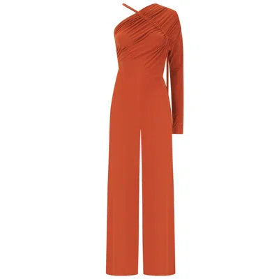 Celestine & Mae Women's Yellow / Orange Ivy Jumpsuit In Hawaiian Sunset In Yellow/orange