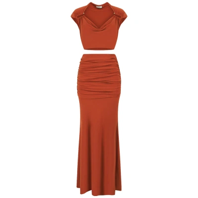 Celestine & Mae Yellow / Orange Oleria Co-ord Set In Hawaiian Sunset In Yellow/orange