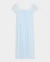 Celestine Camilla-2 Ruched Floral Applique Nightgown In Ciel