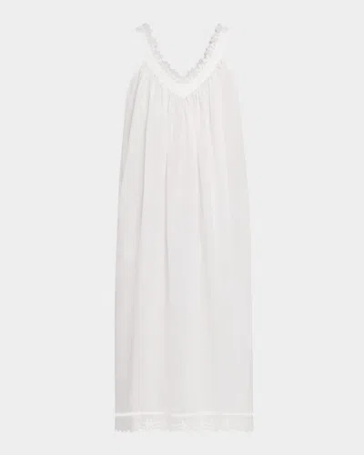 Celestine Conny-1 Ruched Lace-trim Cotton Nightgown In Mint/white