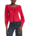 Celestine Sei Embroidered Lace Top In Red