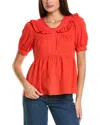 Celestine Sei Puff Sleeve Top In Red