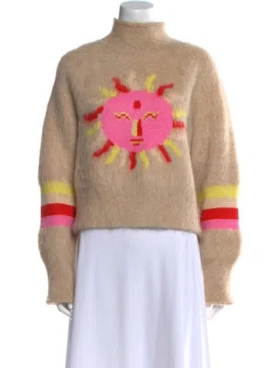 Pre-owned Celia B Alpaca Graphic Print Sweater In Neutral