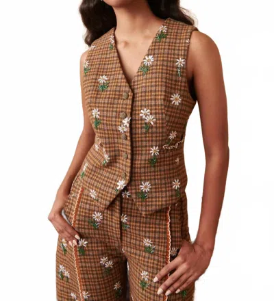 Celia B Bonheur Button Down Vest In Brown