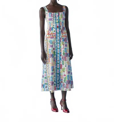 Celia B Bunya Midi Dress In White Multi