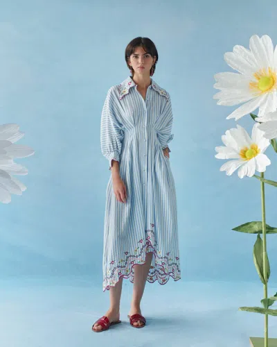Celia B Caju Dress In Blue Stripes
