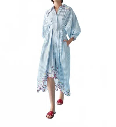 Celia B Caju Midi Dress In Blue Stripes In Multi