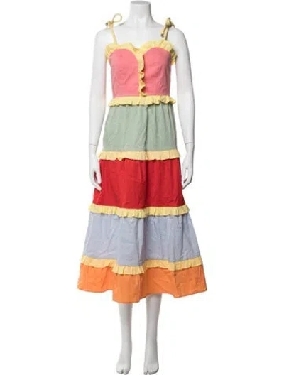 Pre-owned Celia B Colorblock Pattern Long Dress In Multicolor