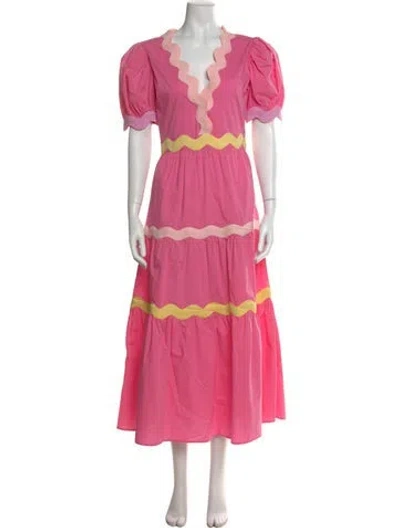 Pre-owned Celia B Colorblock Pattern Long Dress W/ Tags In Pink