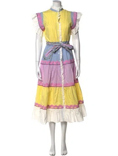 Pre-owned Celia B Colorblock Pattern Long Dress In Yellow