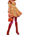 Celia B Coquelicot Long Sleeve Flowy Dress In Multi In Multi