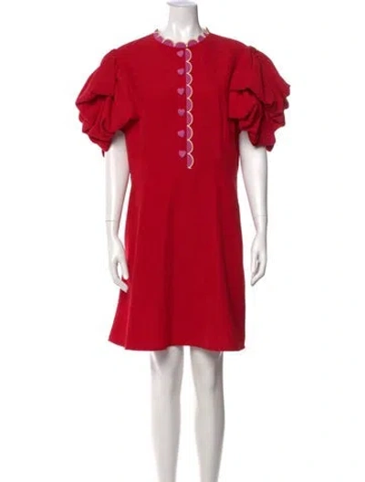 Pre-owned Celia B Crew Neck Knee-length Dress In Red