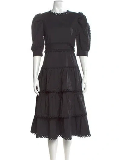 Pre-owned Celia B Crew Neck Midi Length Dress In Gray