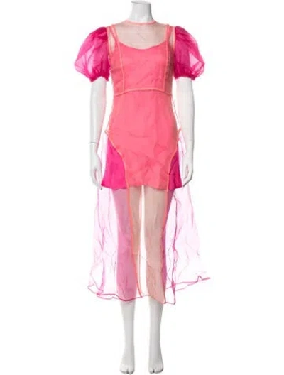 Pre-owned Celia B Crew Neck Midi Length Dress In Pink