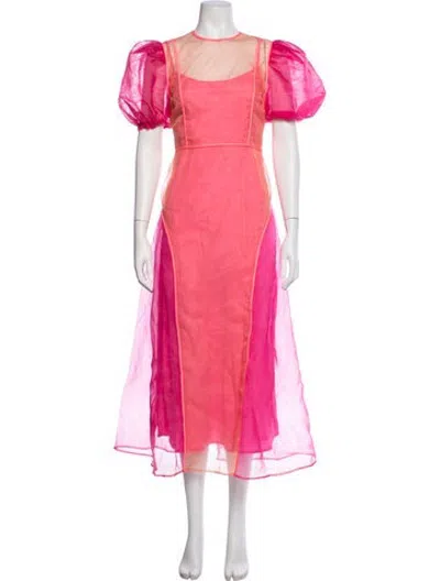 Pre-owned Celia B Crew Neck Midi Length Dress In Pink