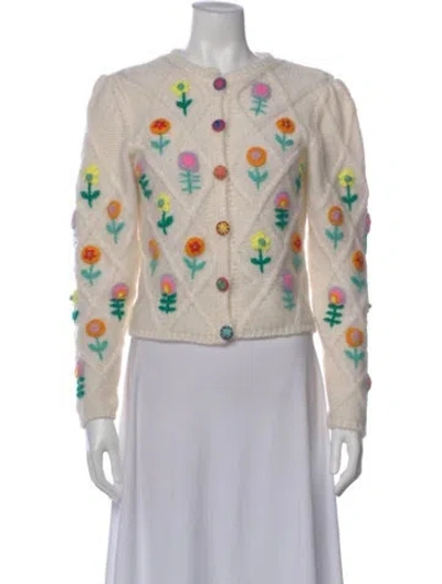 Pre-owned Celia B Floral Print Crew Neck Sweater In Neutral