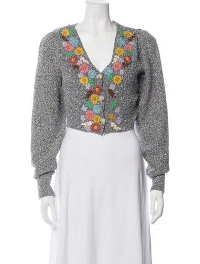 Pre-owned Celia B Floral Print Jacket In Metallic/silver