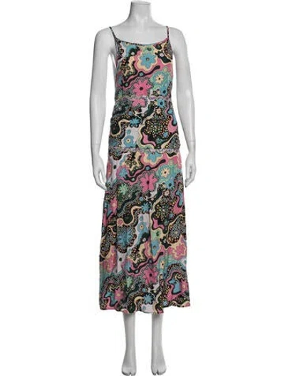 Pre-owned Celia B Floral Print Long Dress In Black