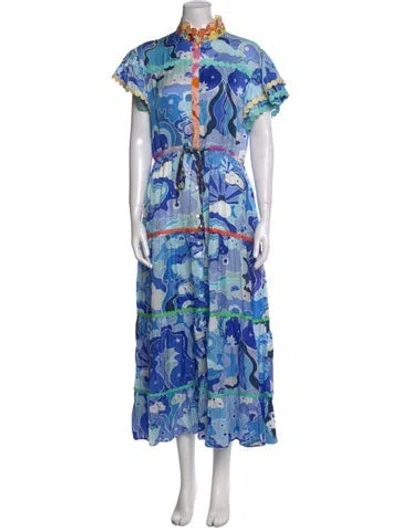 Pre-owned Celia B Floral Print Long Dress In Blue