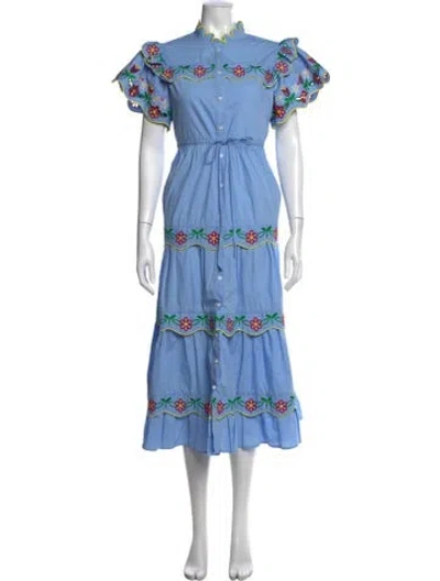 Pre-owned Celia B Floral Print Long Dress In Blue